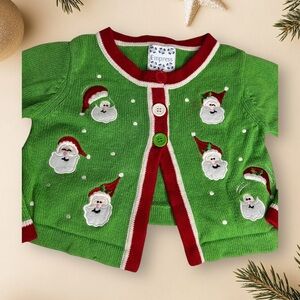 VTG Empress Christmas Sweater Embroidered Santa Cardigan Girls' Sz 4
